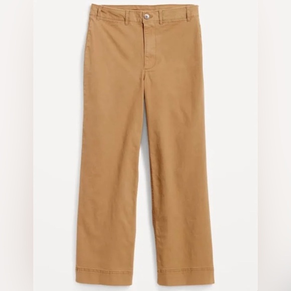 Old Navy High-Waisted Cropped Chino Wide Leg Pants in Camel, size 10 - Picture 2 of 8